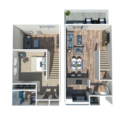 A2 One Bedroom with Loft Floorplan at Kinley Lofts, Knoxville, TN, 37912